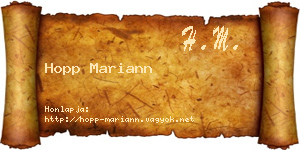 Hopp Mariann névjegykártya