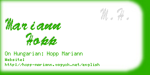mariann hopp business card